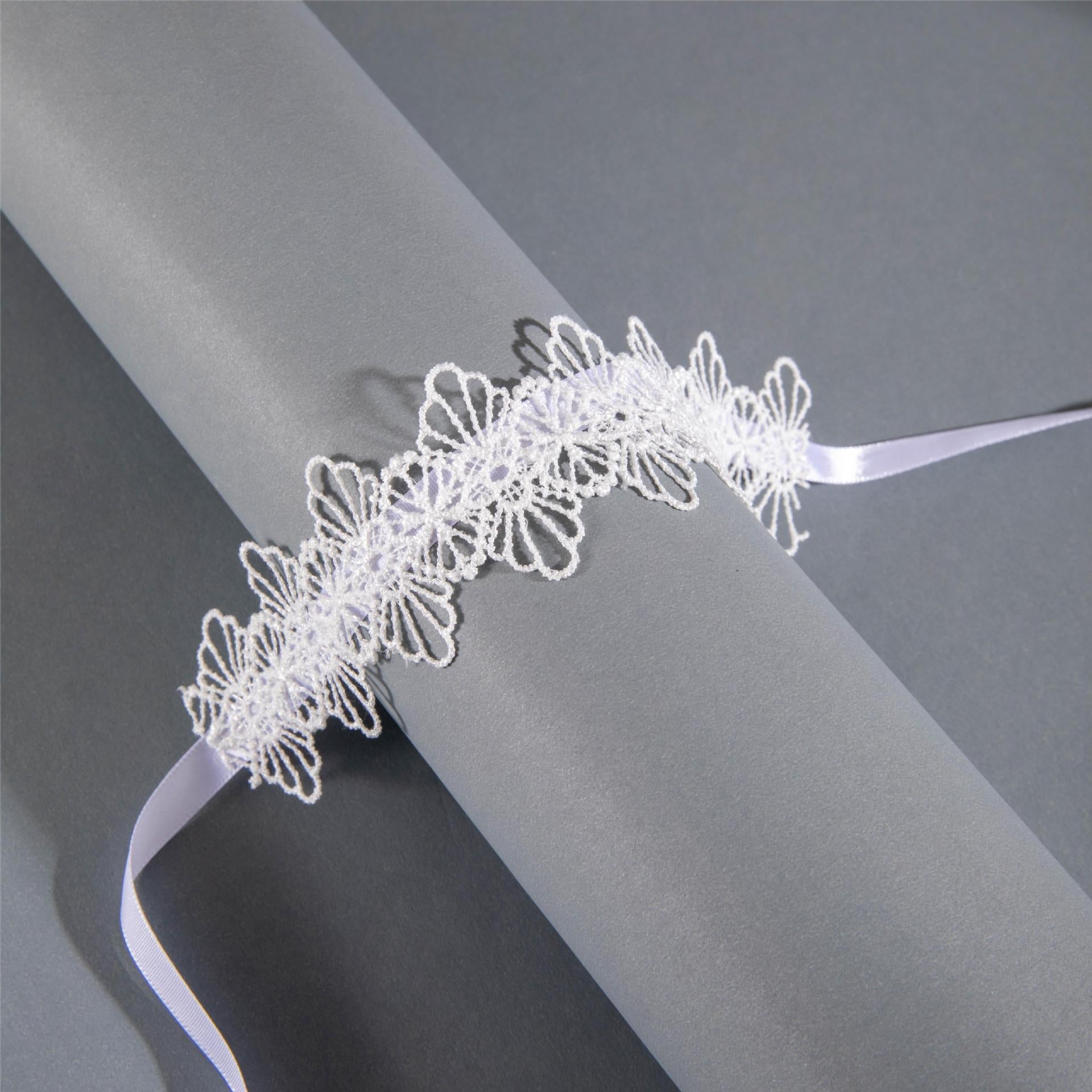 White Fabric Flower Lace Ankle Jewelry