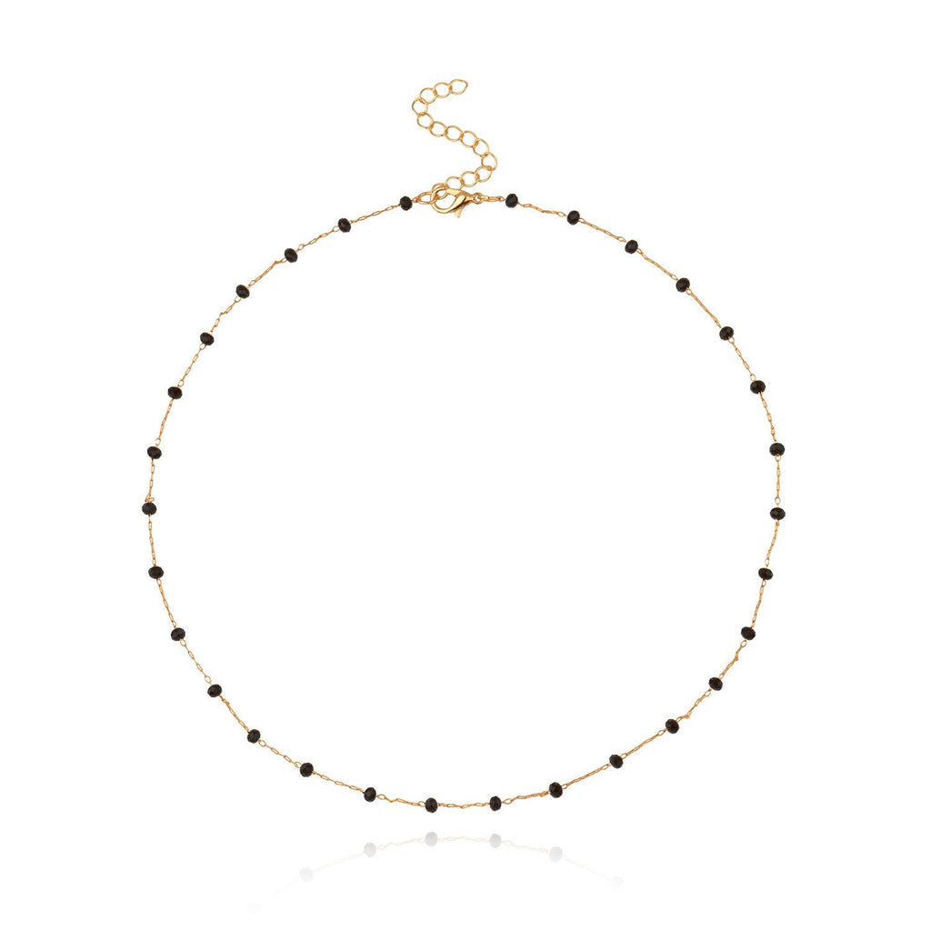 Black Crystal Necklace for Women