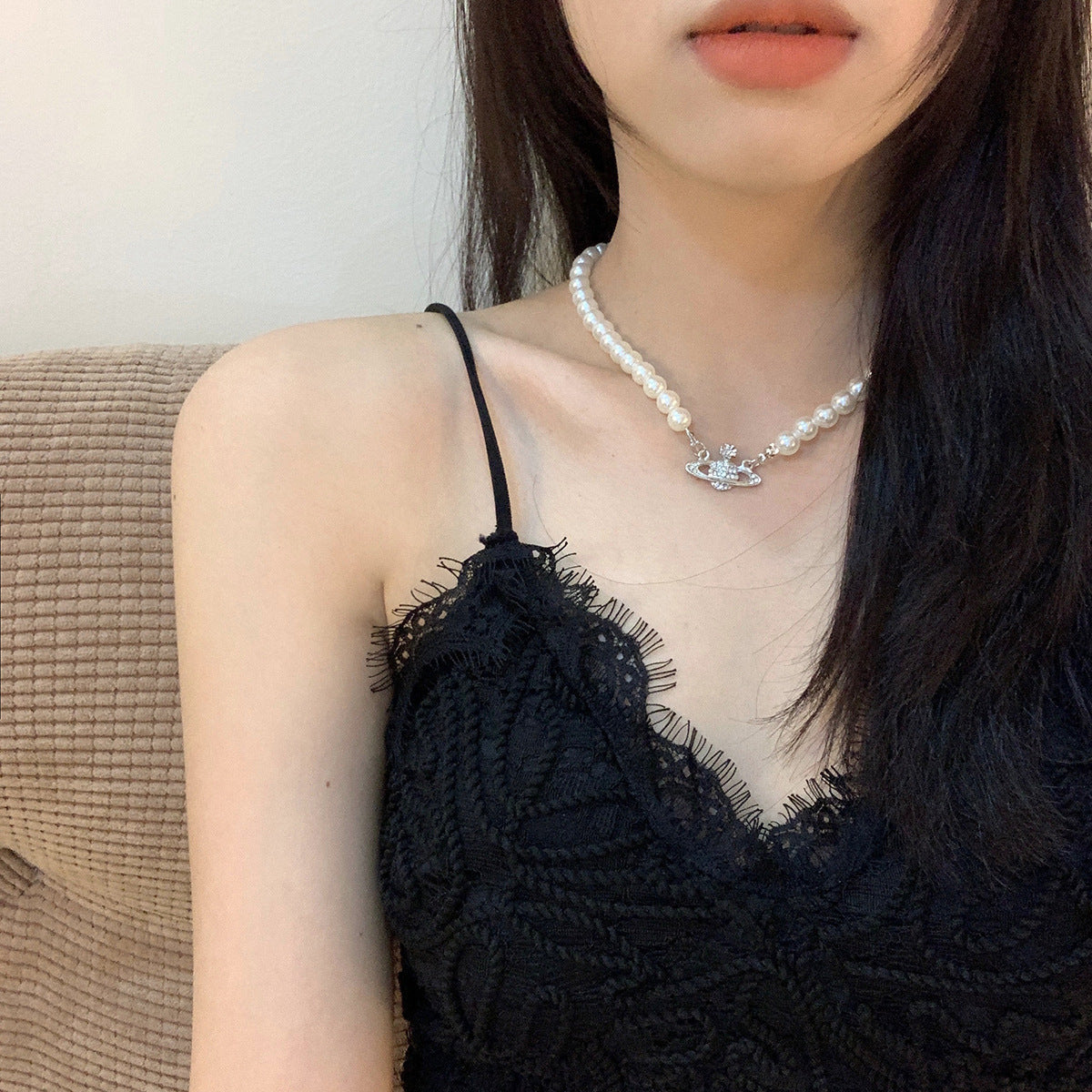 Dowager Saturn Pearl Necklace
