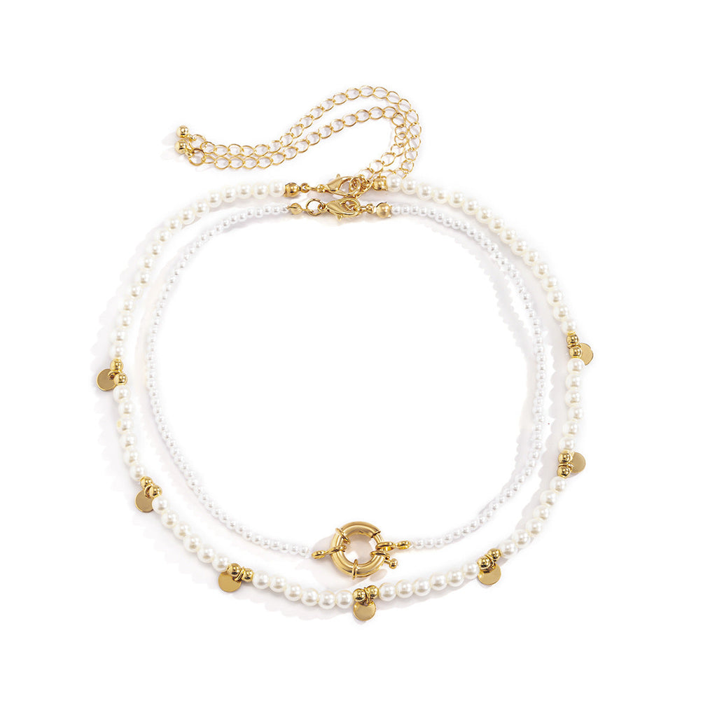 Imitation Pearl Geometric Pendant Necklace