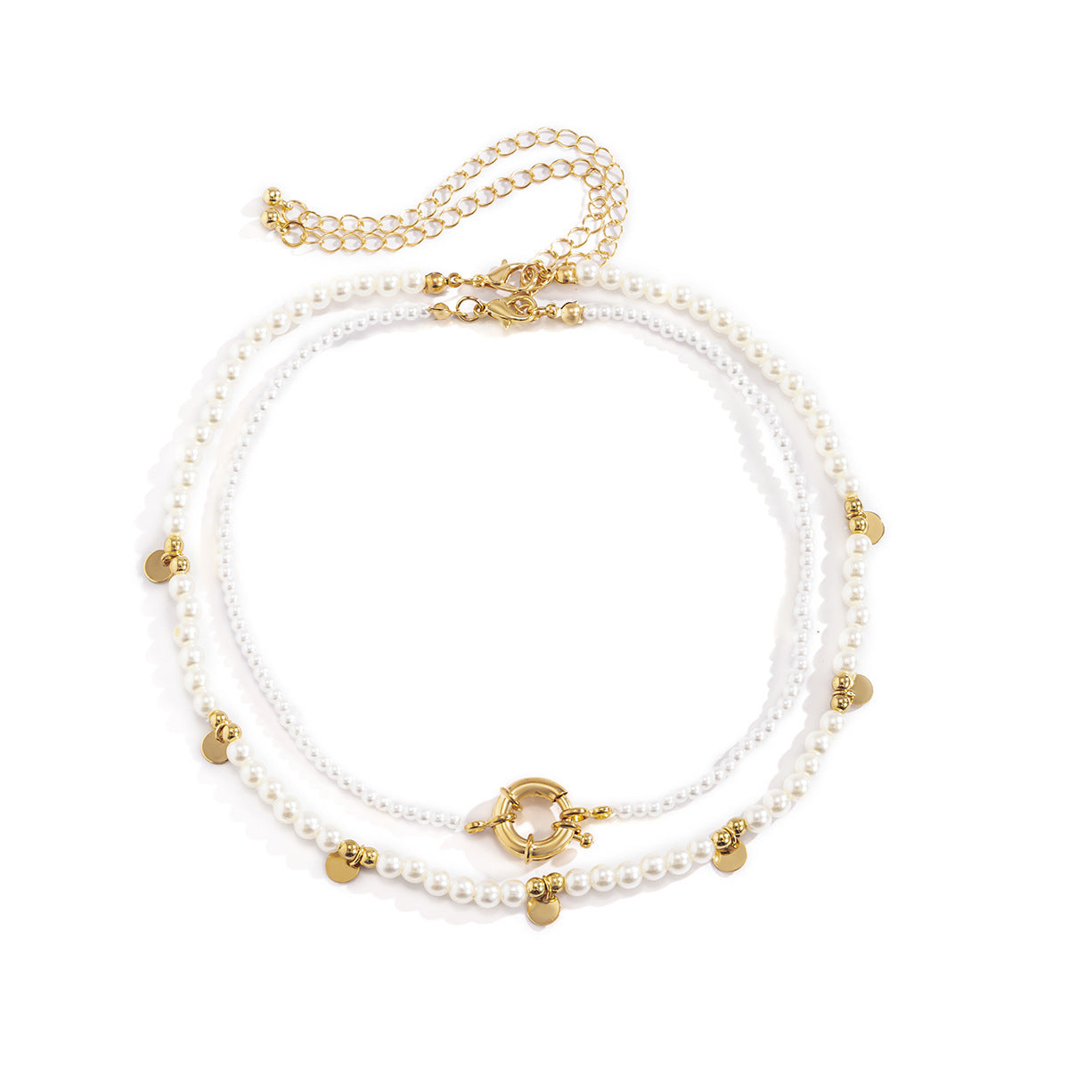 Imitation Pearl Geometric Pendant Necklace
