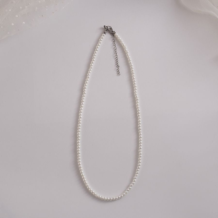 Elegant Faux White Glass Pearl Necklace Wedding Brida
