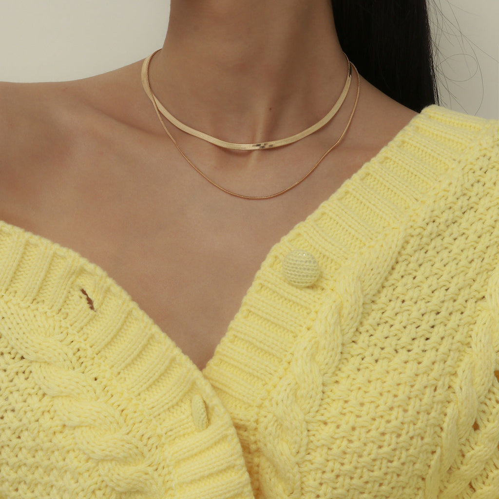 Double Layer Snake Chain Necklace for Women