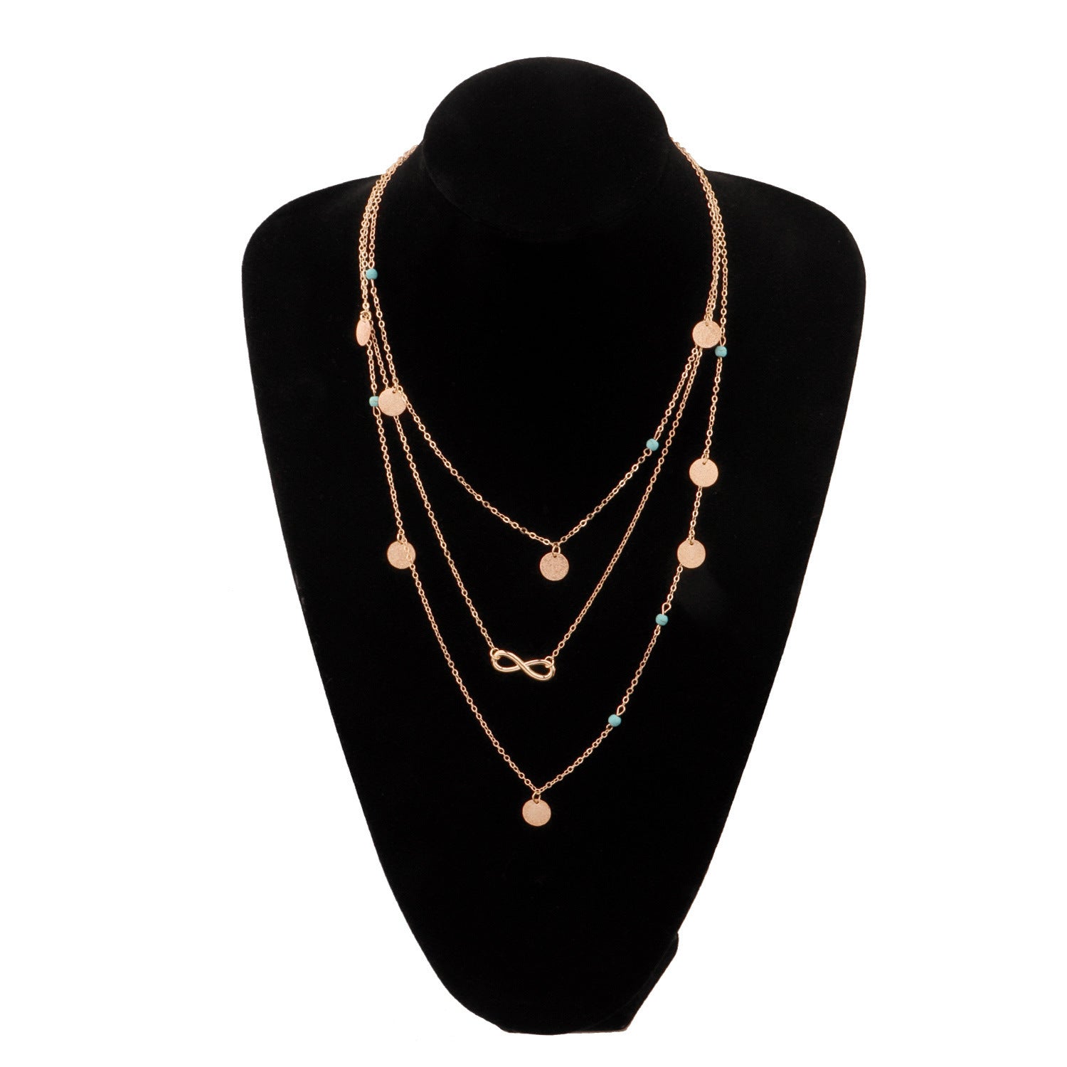 Round Sequin Turquoise Beads Pendant Necklace