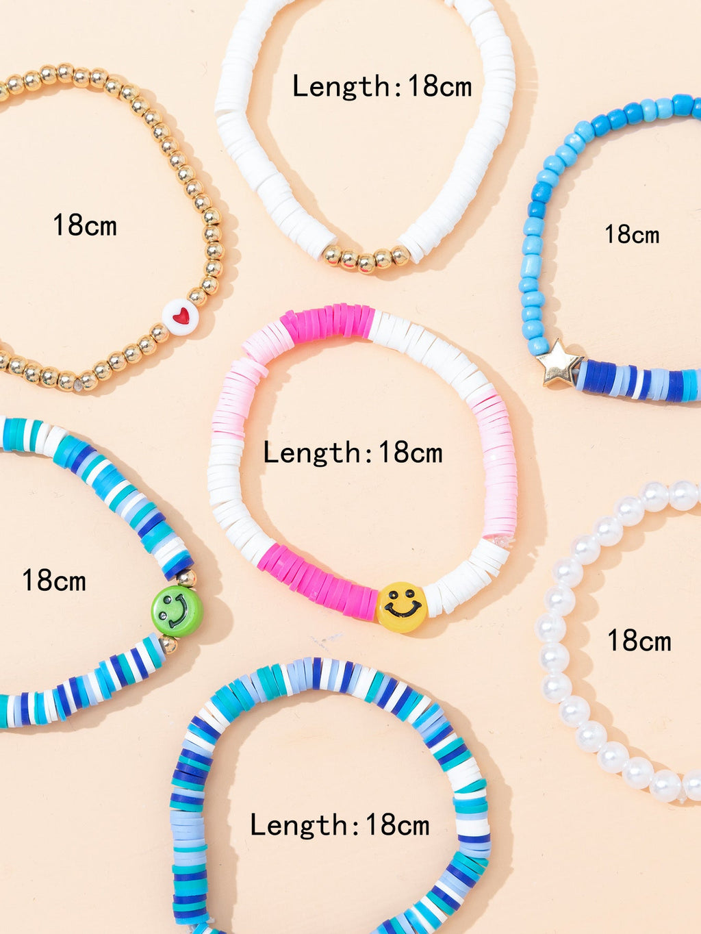 Colorful Smile Polymer Clay Beach Bohemian Bracelets
