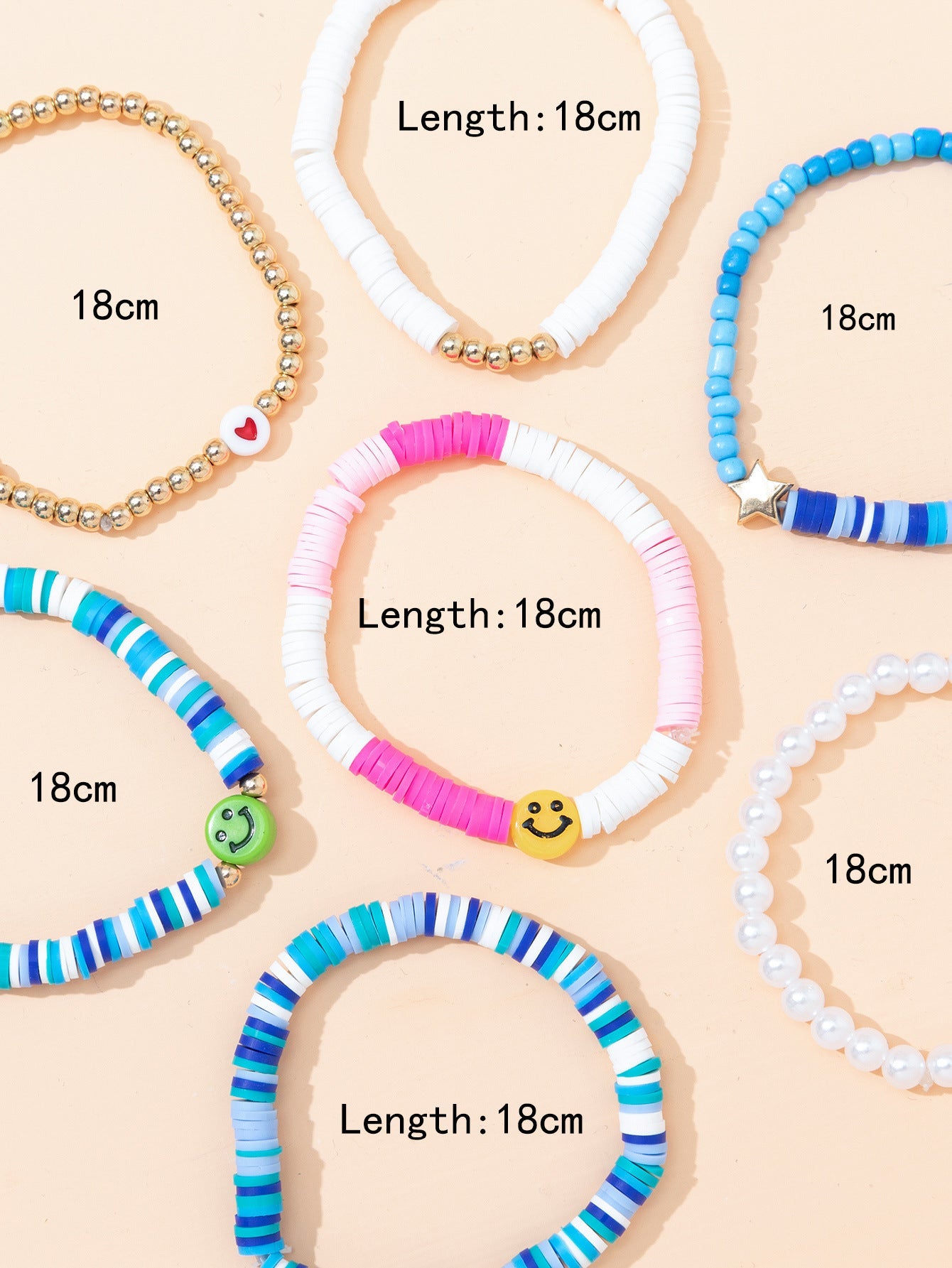 Colorful Smile Polymer Clay Beach Bohemian Bracelets