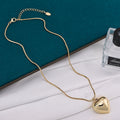 Peach Heart Snake Chain Necklace