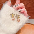 Rhinestone Star Pearl Earrings