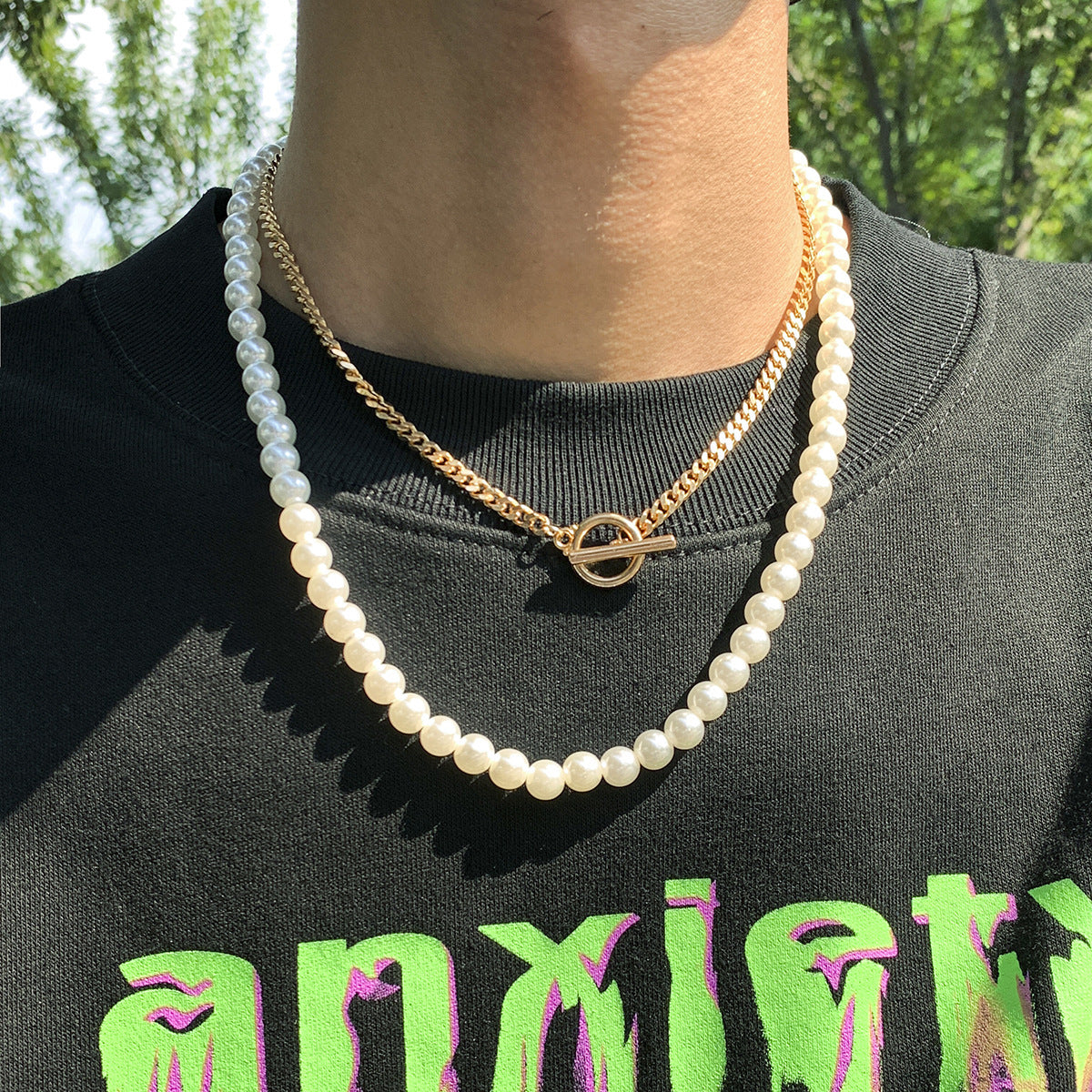 Fashion Baroque Pearl Chain Necklace Women Collar