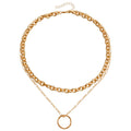 Thick Chain Necklace Women Circle Pendant
