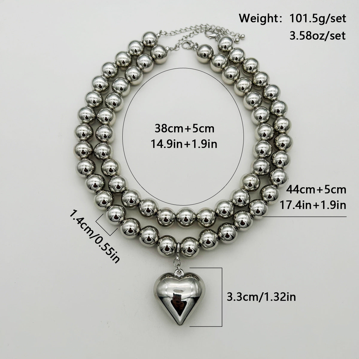 Chunky Heart Shape Exaggerated Big Beads Choker Necklace