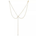 Crystal Tassel Pendant Necklace Back Chain for Women