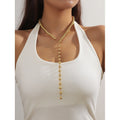 Vintage Round Bead Chain Beaded Necklace Simple Imitation Pearl Tassel