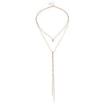 Double Layer Tassel Long Bead Chain Choker Necklace