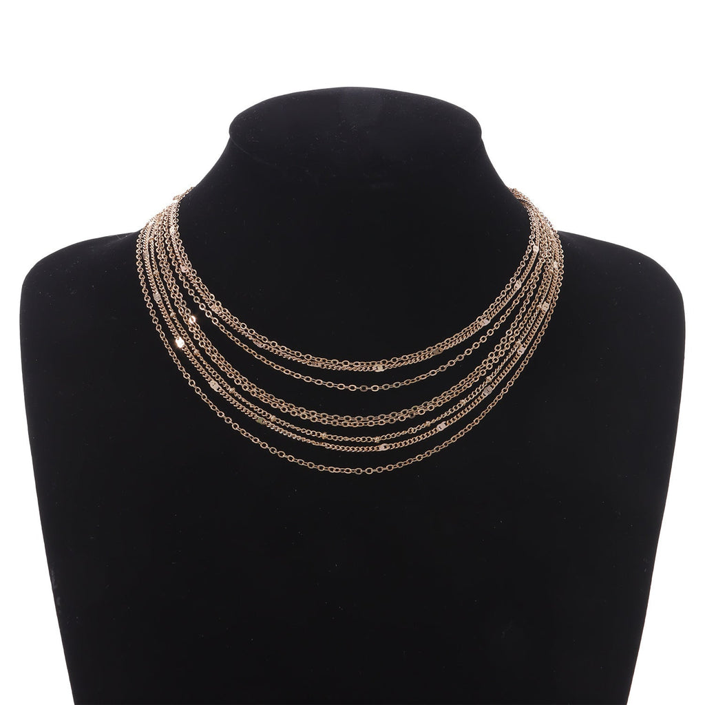 Multi Layer Tassel Metal Collarbone Chain Necklace