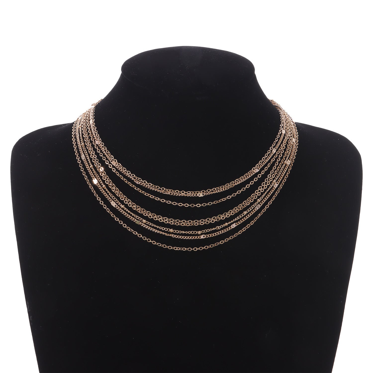Multi Layer Tassel Metal Collarbone Chain Necklace