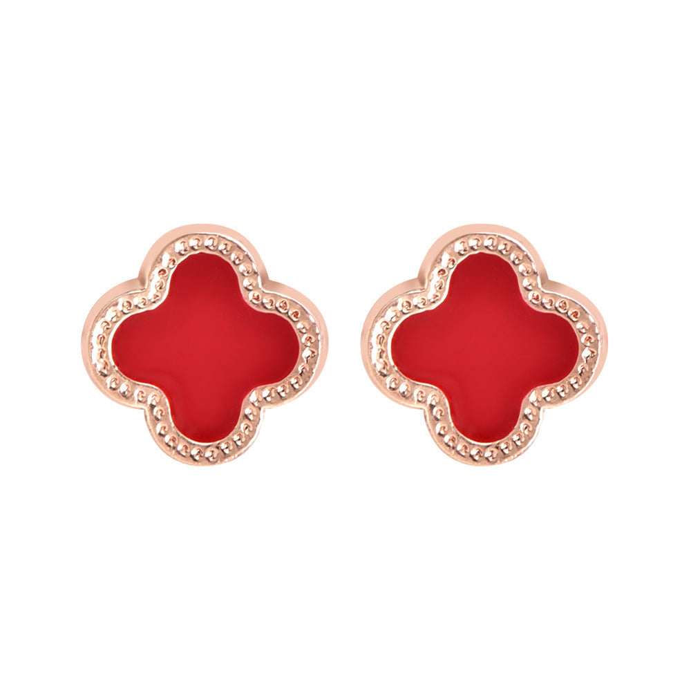 Lucky Four Leaf Flower Studs Earrings