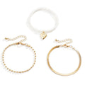 Heart Charms Pearl Beaded Bracelet Set