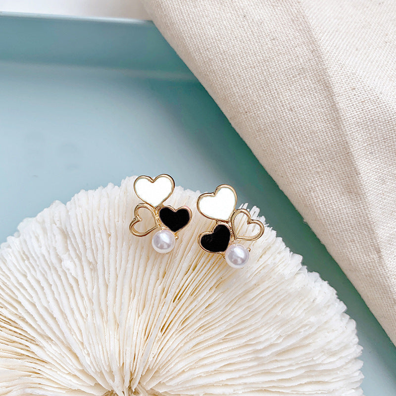 Women Cute White Enamel Heart Necklace