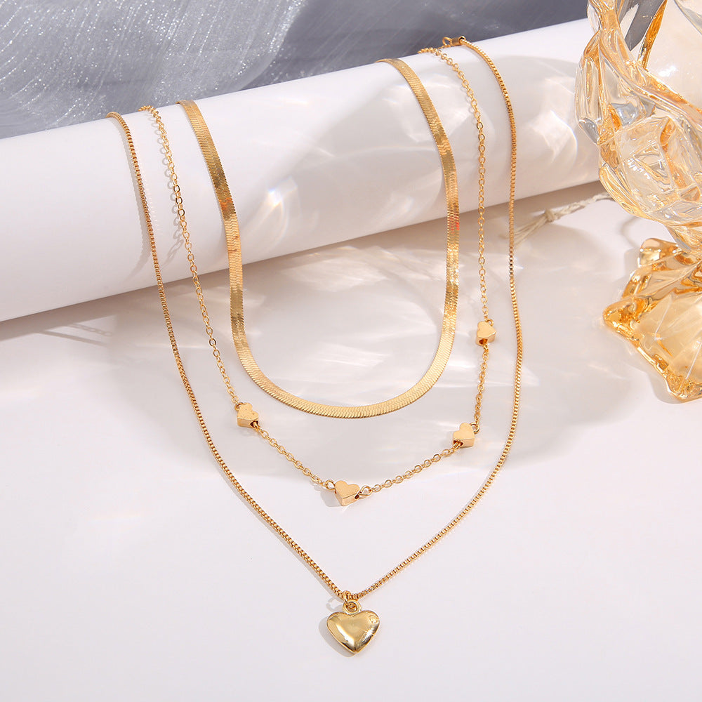 New Fashion Heart Triple Layers Pendant Necklace