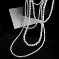 Multilayer Faux Pearl Necklace Long Sweater Chain Necklace for Women Girls Vintage Bridal Jewelry