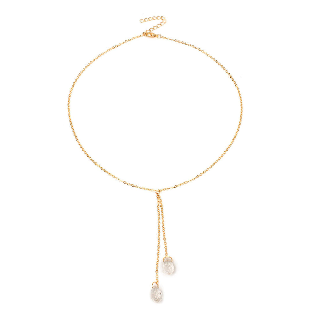 Long Sweater Crystal Fashion Necklace