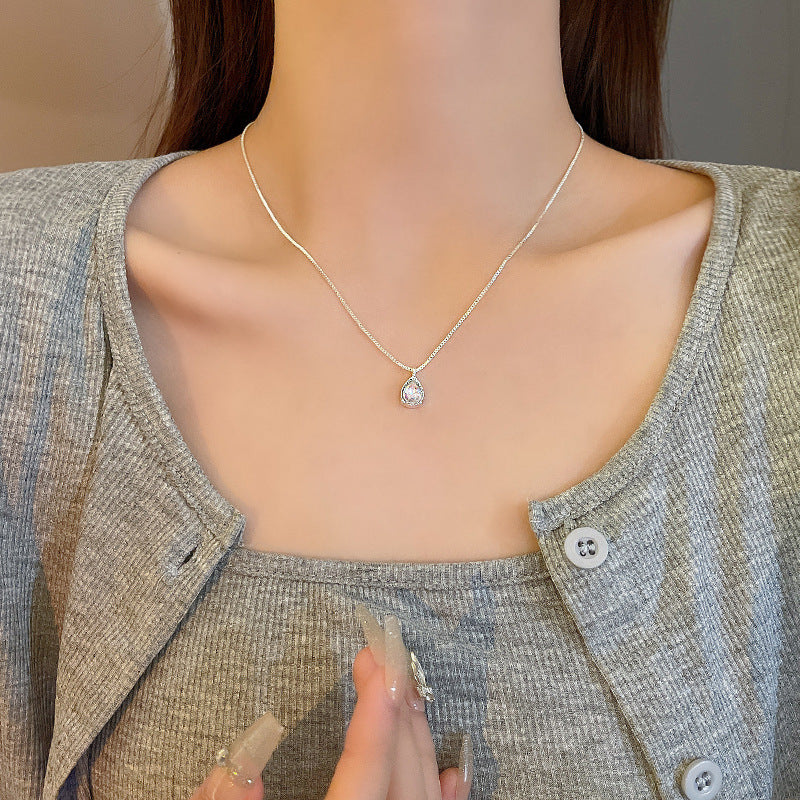 Water Drop Crystal Stone Pendant Necklace