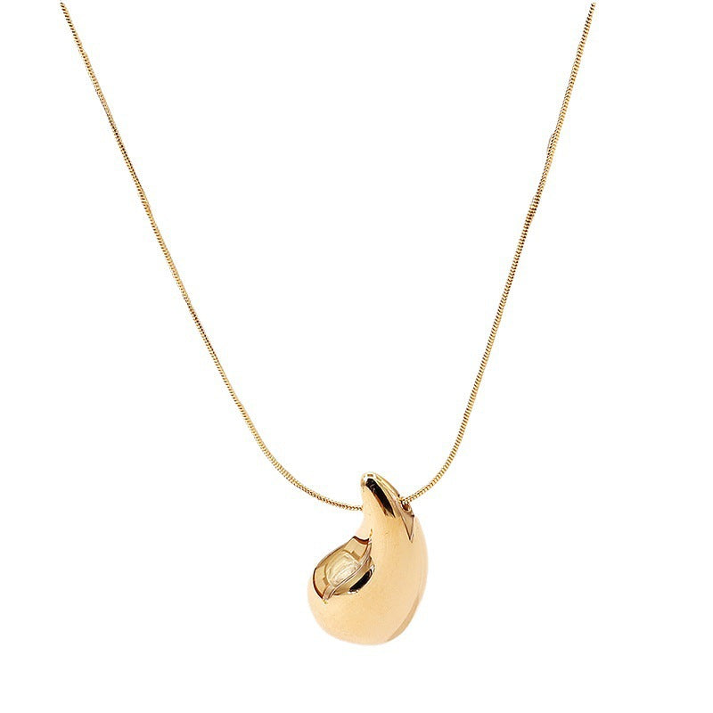 Women Paperclip Long Chain Necklace Teardrop Pendant