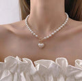 Pearl Beaded Choker Imitation Pearl Heart Necklace