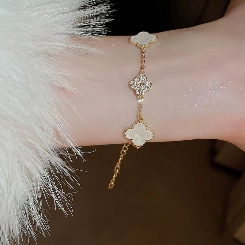 Pink Four-leaf Clover Bracelet