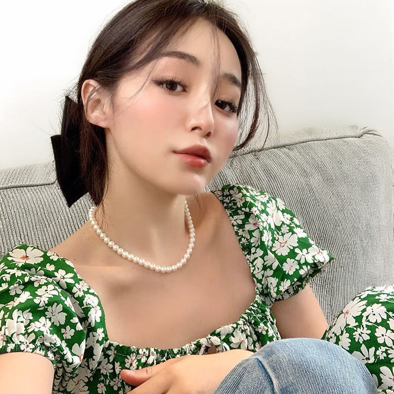 Glass Pearl Necklace Jewelry Summer Choker Jewelry