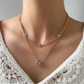 Simple Bead Layer Chain Zircon Choker Necklace