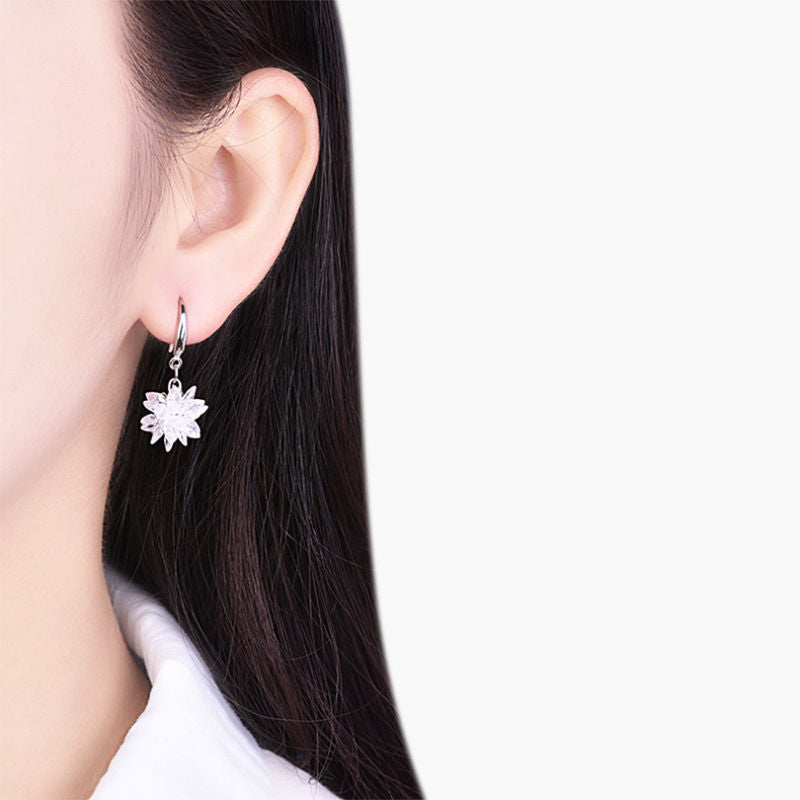 Handmade Long Tassels Flower Ball Crystal Hook Earrings