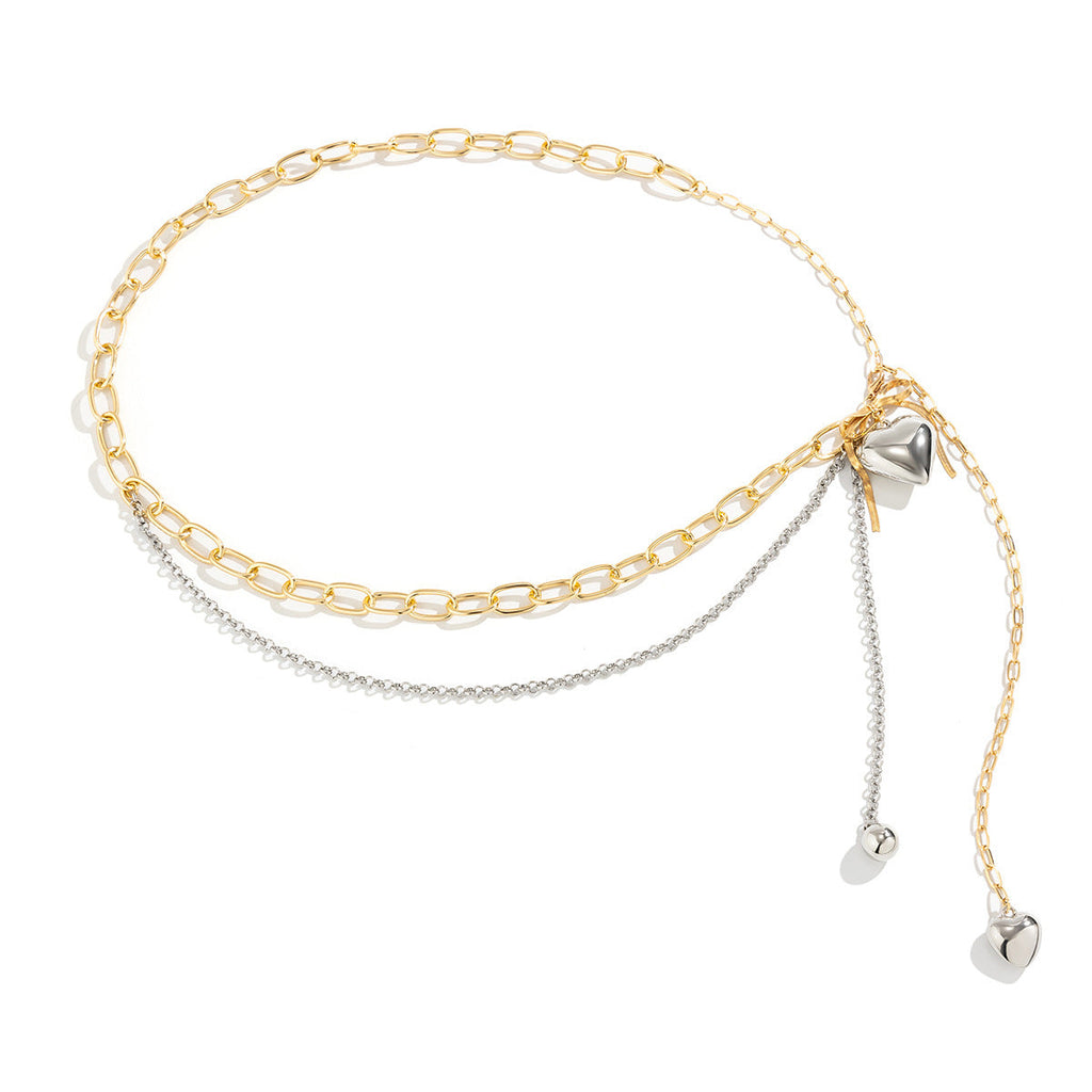 Double-Layer Pearl Chain Love Bow Tassel Waist Chain Body Jewelry