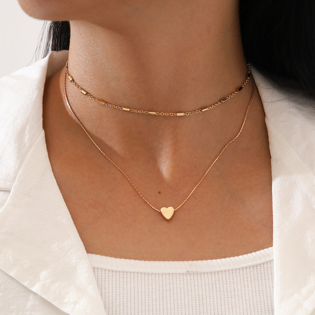 Lovely Style Necklaces 2 Layers Love Heart Multi-layer Chain Choker