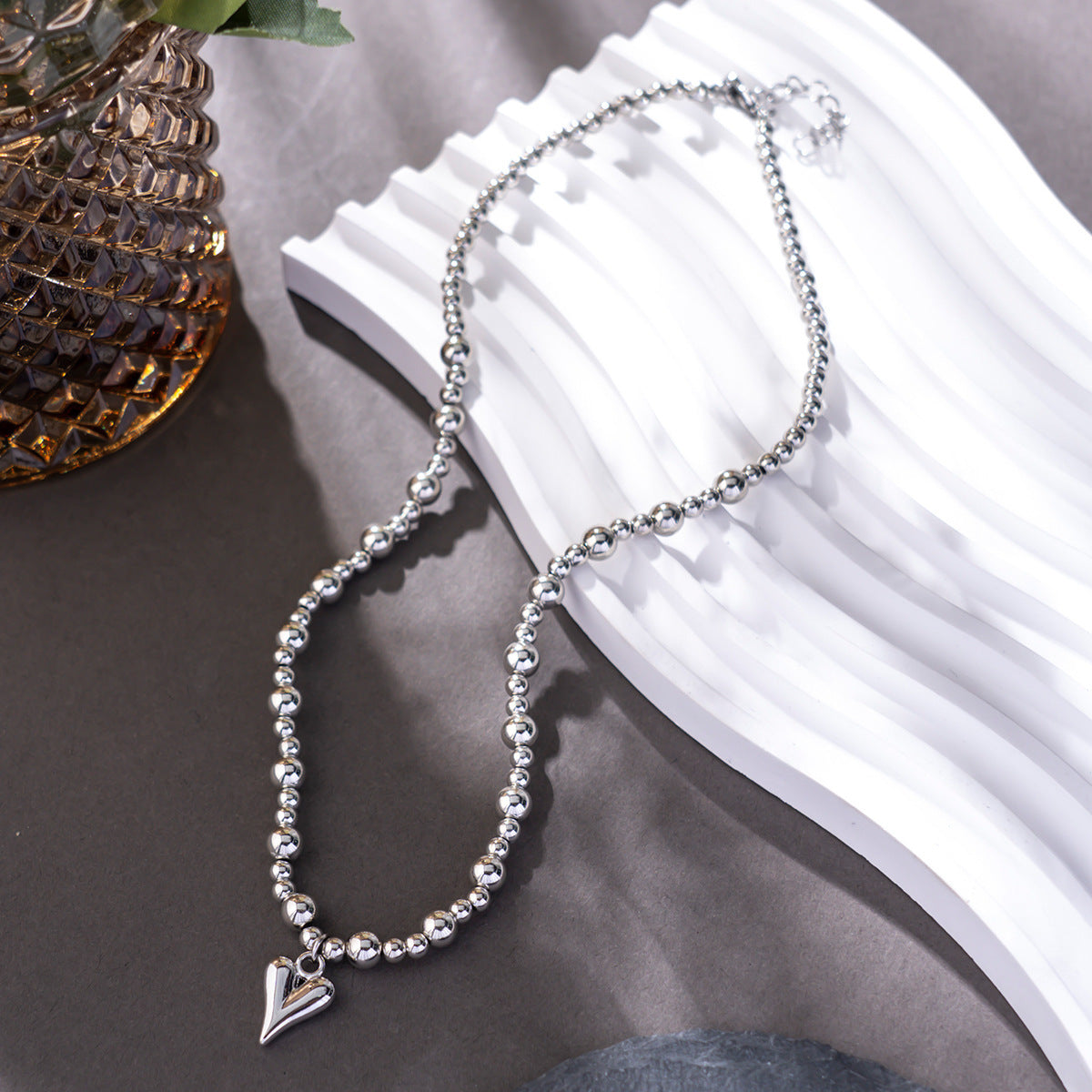 Heart Pendant Beaded Necklace