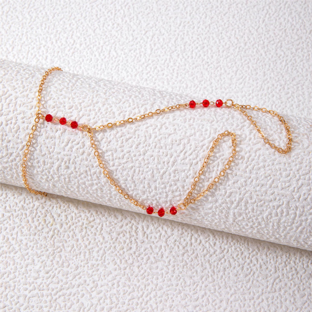 Bohemia Punk Link Chain Red bead Ring Bracelets