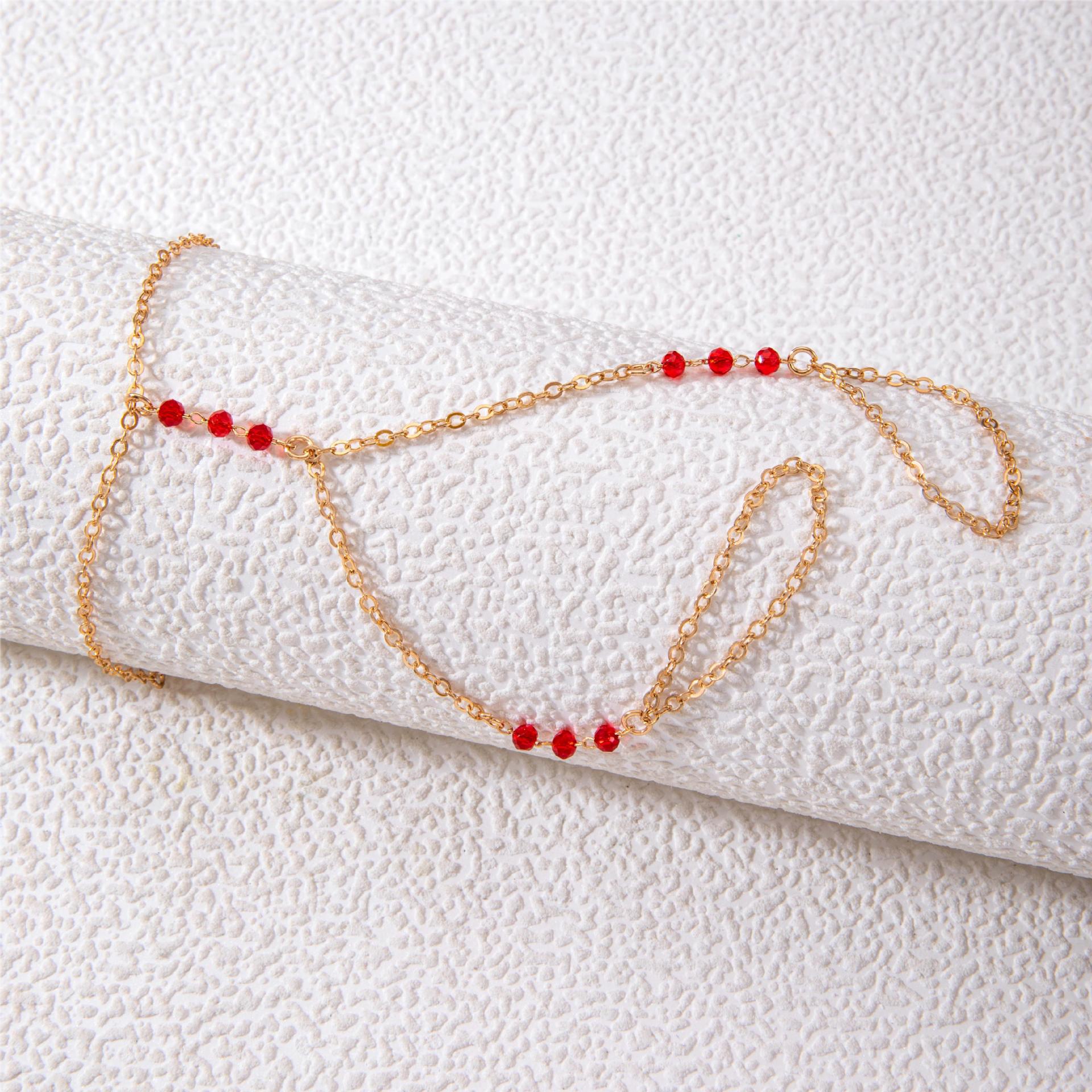 Bohemia Punk Link Chain Red bead Ring Bracelets