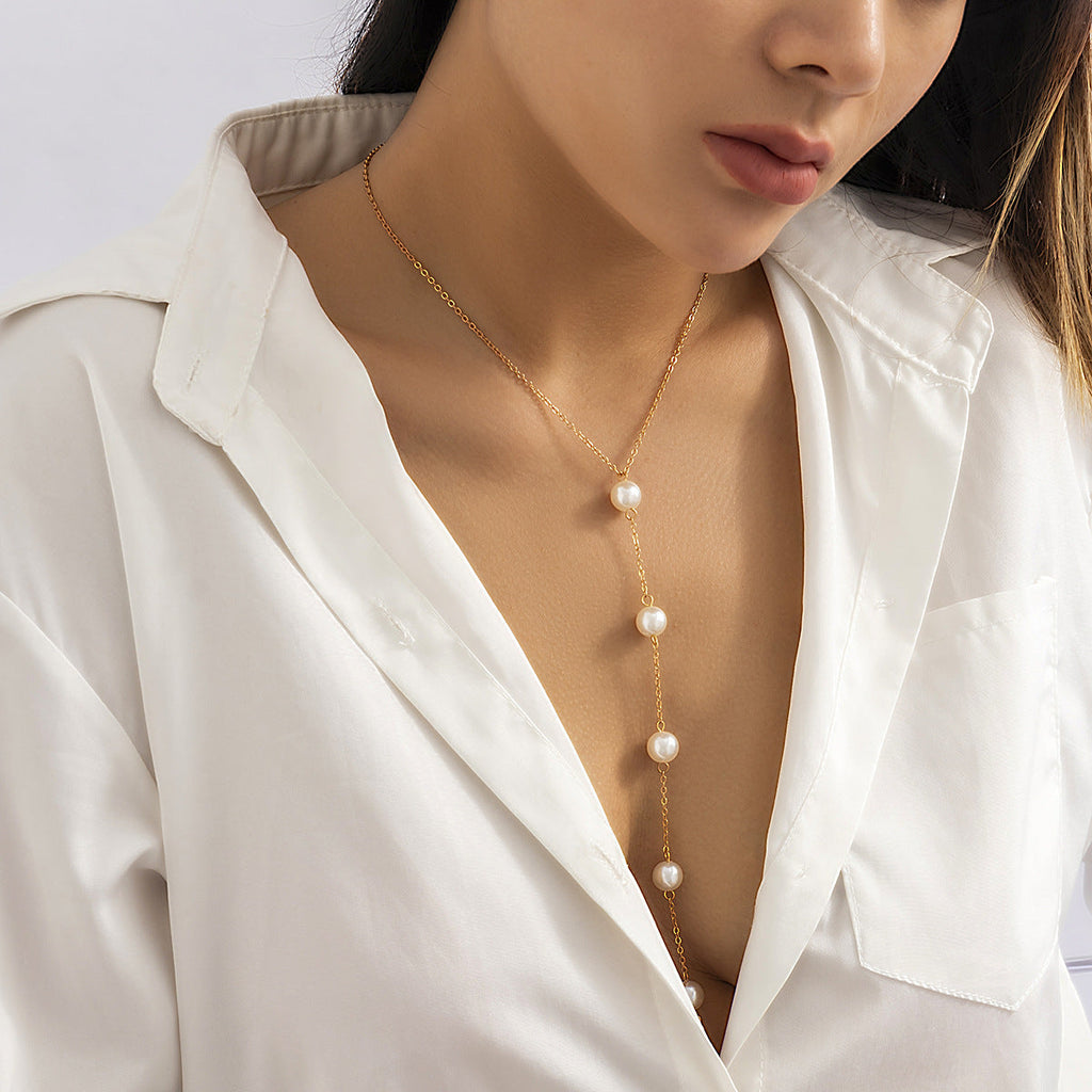 Sexy Chest Chain Bikini Pearl Necklace