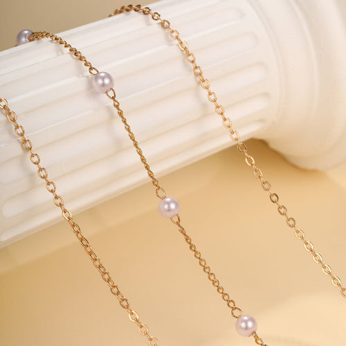 Alloy Heart Necklace Double Layer Fashion Chain Pearl Necklace