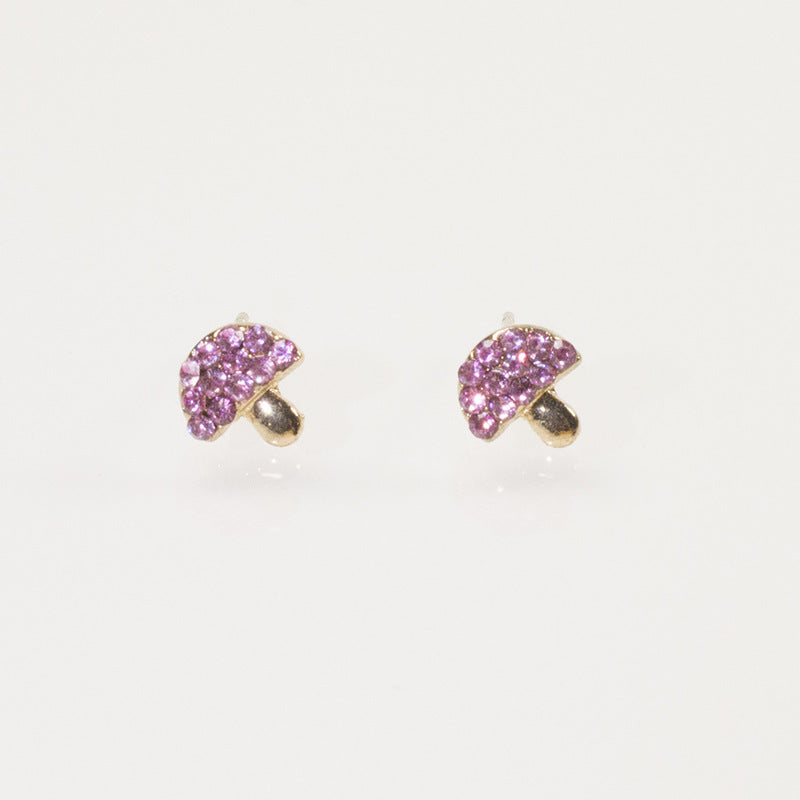 Pink Rhinestone mushroom Earring