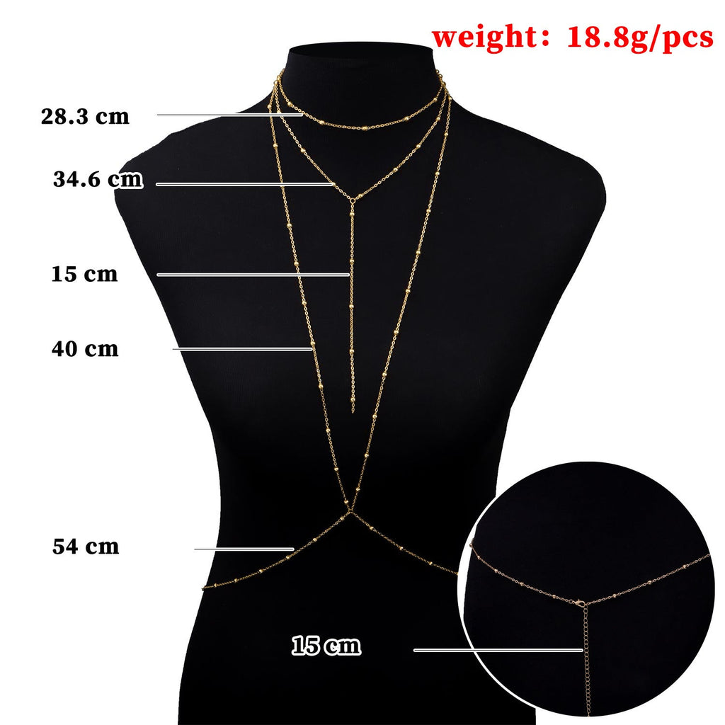 Double Cross Chain Popular Bead Chain Sexy Body Jewelry