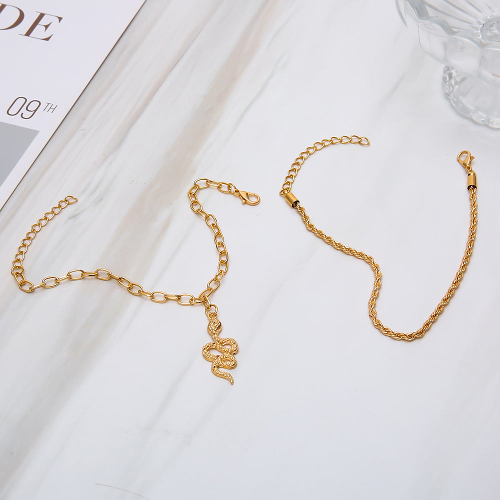 Bohemian Layered Snake Anklet Summer Beach Anklets Jewelry