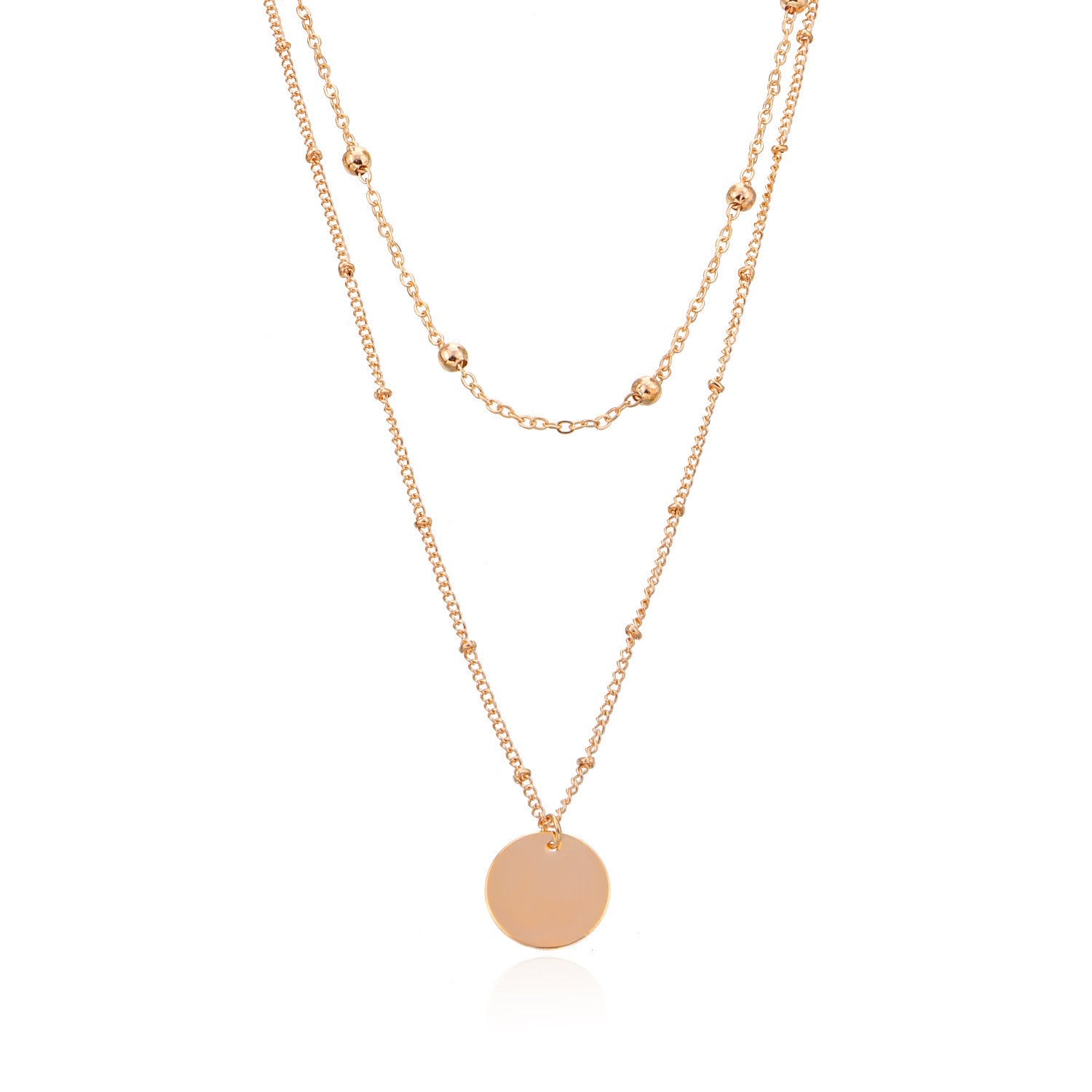 Bohemian Layered Necklace Round Coin Pendant Necklace