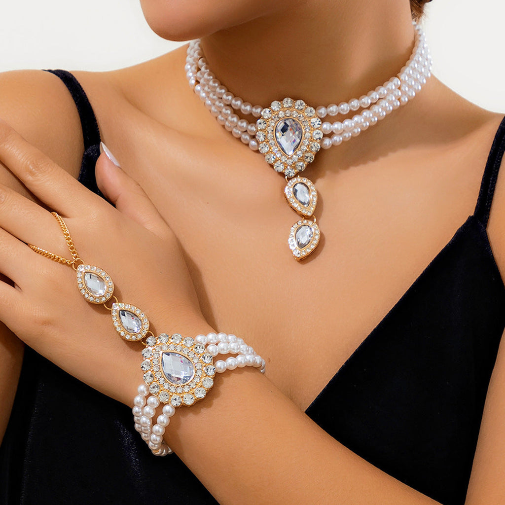 Pearl Necklace and Bracelet Set Pearl Jewelry for Bride Jewelry