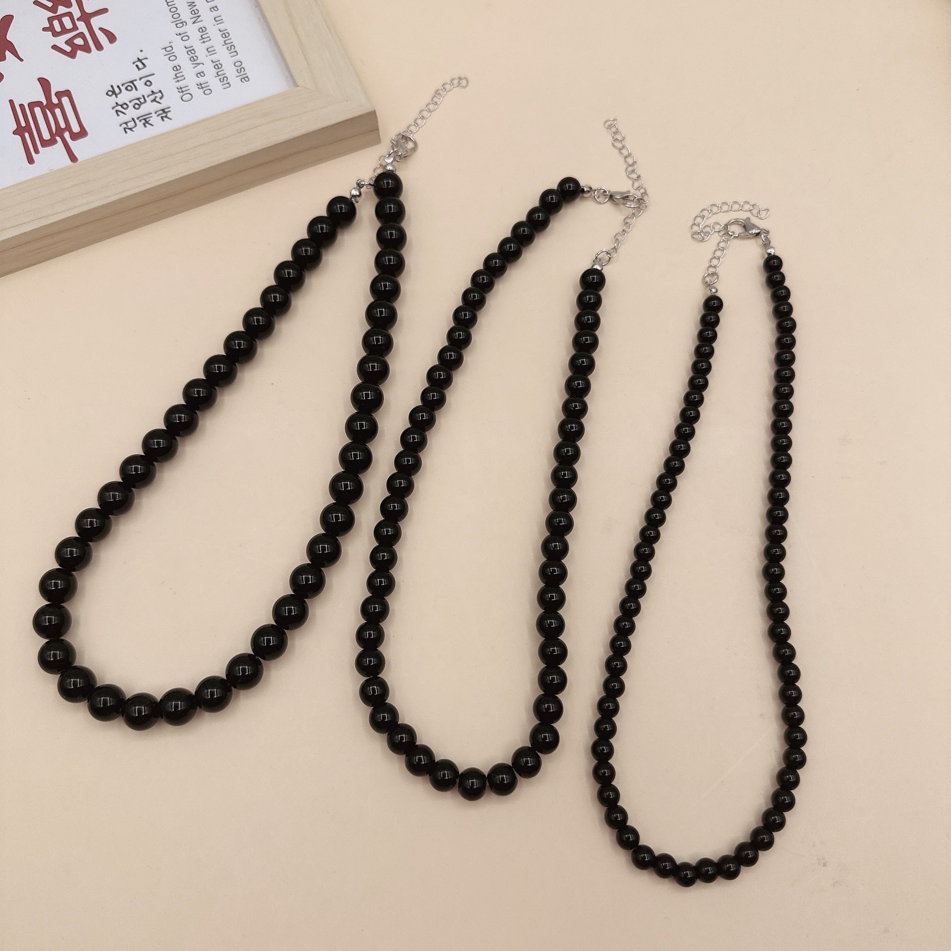 Red Black Glass Beaded Necklace for Women