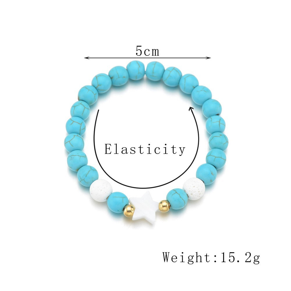 Turquoise Beaded Shell Star Bracelet