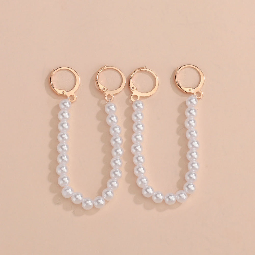 Vintage Large Round Bead Hoop Earrings