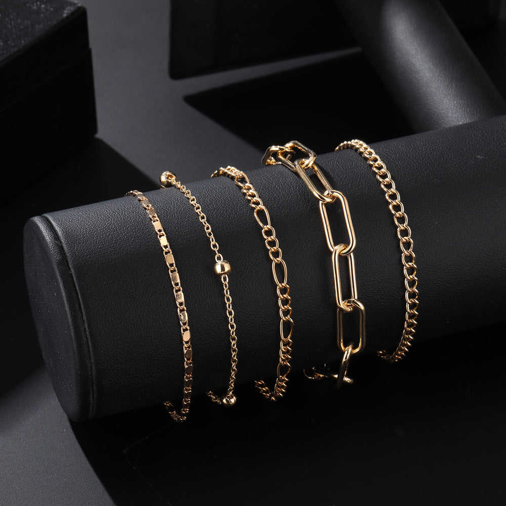 Simple Round Bead Chain Bracelet Set