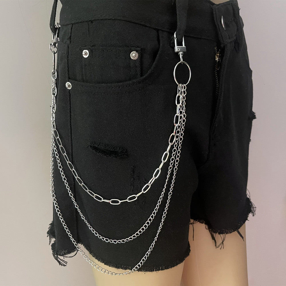Layered Metal Pant Chain Jeans Chain Waist Belt Key